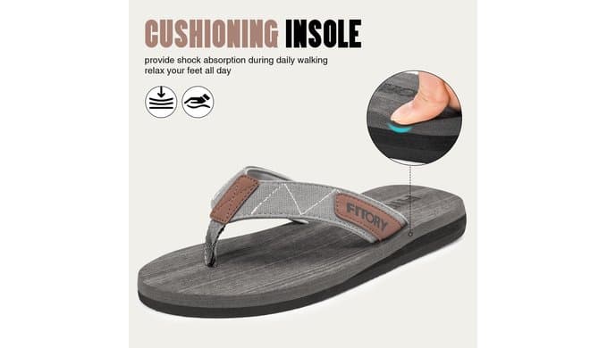 FITORY Men's Flip-Flops, Thongs Sandals Comfort Slippers for Beach thumbnail 3