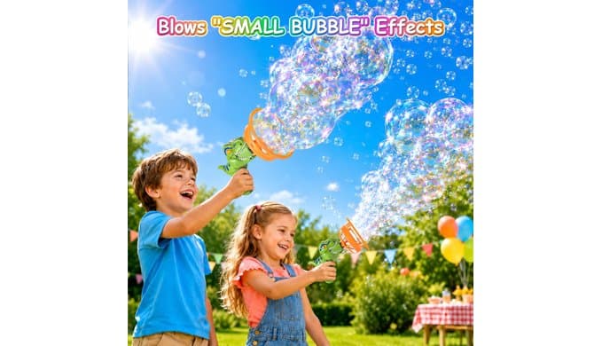 Bubble-in-Bubble Dino Bubble Gun for Kids Ages 3-9 Green thumbnail 3