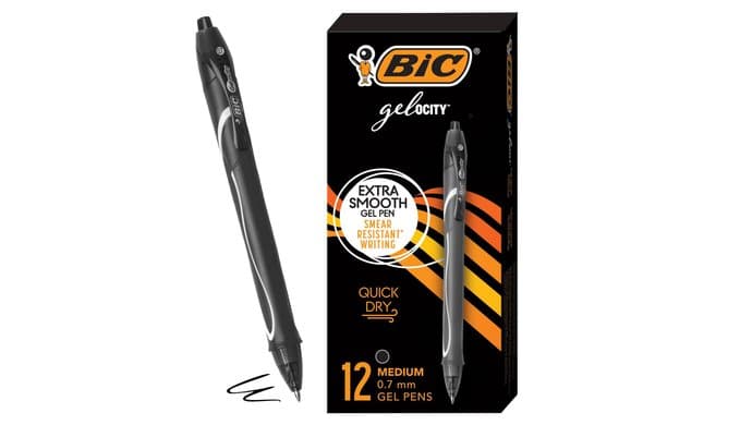BIC Gelocity Quick Dry Gel Pens, 12-Count in Black Ink thumbnail 1