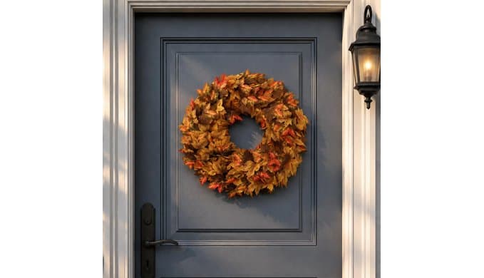 20 Inch Fall Wreaths for Front Door, Maple Leaves Outdoor Wreaths thumbnail 2