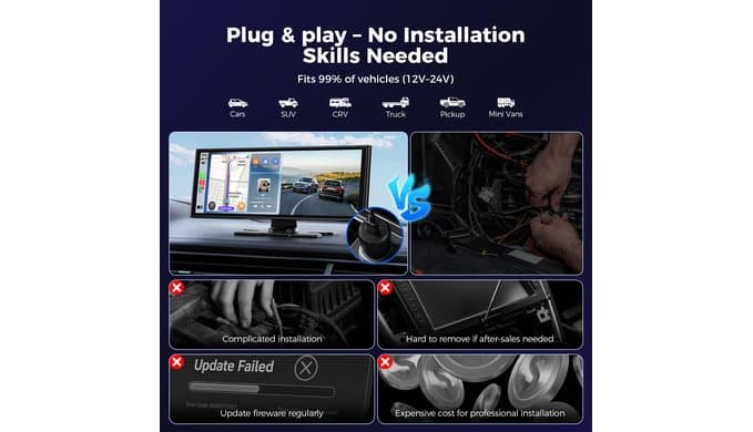 9.26" Wireless CarPlay Screen with 4K+1080P Dual Dash Cam Front and Rear thumbnail 5