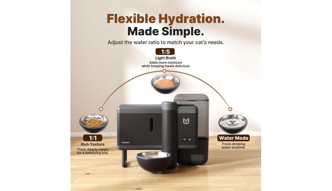 Neakasa Riko Automatic Wet Food Cat Feeder for Freeze-Dried Cat Food, Grey thumbnail 3