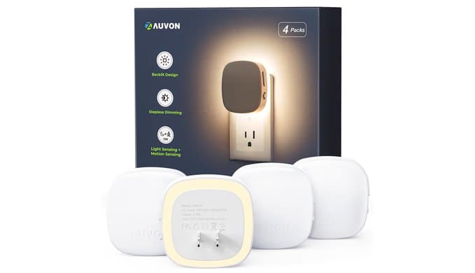 AUVON Plug-in LED Backlit Night Light 4 Packs, Motion & Dusk to Dawn Sensor thumbnail 1