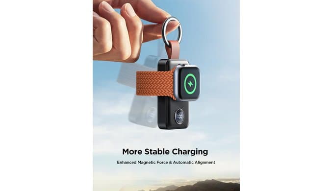 JOYROOM Portable 2000mAh Wireless Charger Compatible for Apple Watch Series 11/10/9/8/7/6/5/4/3/2/1/SE/UItra 3/UItra 2/Ultra, Compact Magnetic iWatch Charger Keychain Style Travel Essentials (Black) thumbnail 4