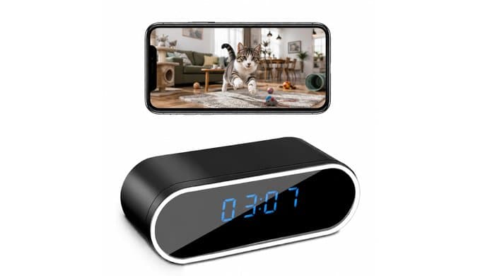 4K WiFi Hidden Camera Clock, Wireless Indoor Security Spy Cameras for Home and Office, Mini Video Indoor Camera with Motion Detection, Night Vision and Remote Viewing Nanny Cam thumbnail 1