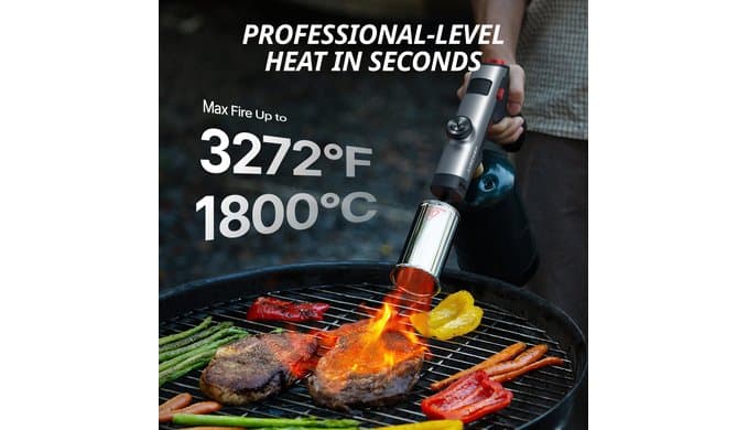 Propane Torch Gun, One-Touch Max Fire, Safety Lock, Titanium Gray thumbnail 5