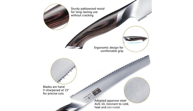 HOSHANHO Bread Knife 10 inch, Ultra Sharp Japanese Serrated Bread Knife thumbnail 3