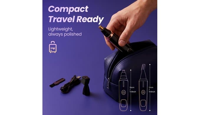 Nose and Ear Hair Trimmer for Men Women,2 in 1 LED Display Eyebrow Hair Trimmer with USB Rechargeable,2026 Portble Waterproof Facial Hair Removal with Dual-Edge Blades for Travel thumbnail 4