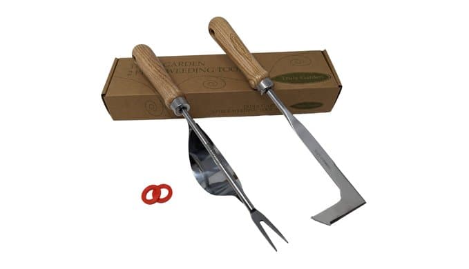 Weed Puller and Patio Paver Weeding Tool Set - Two Classic, Heavy Duty, Stainless Steel Weeding Tools with Beautiful Wooden Handles - by Truly Garden thumbnail 1