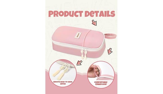SUNEE Cute Pencil Case, Aesthetic Pen Pouch, Colored Large Pencil Bag with Zipper, Kawaii Stationery Storage and Organizer, School Supplies for Teen and Adult Girls, Pink thumbnail 5