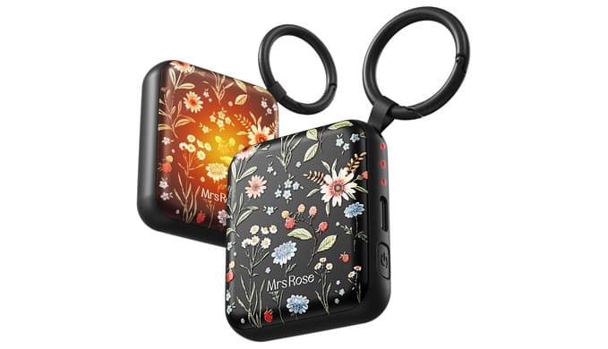 Ultra Thin Rechargeable Hand Warmers 2 Pack with Carabiner Ring thumbnail 1