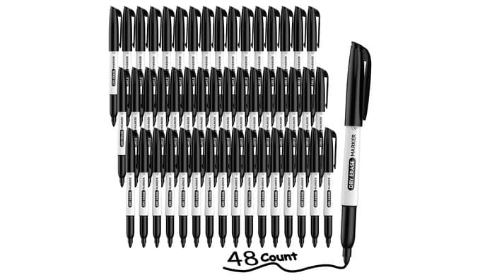 48 Count Dry Erase Markers Bulk - Black, Fine Tip, Whiteboard Erasable Markers for Students Teachers, Ideal for Classroom, Home, Office, Back to School Supplies thumbnail 1