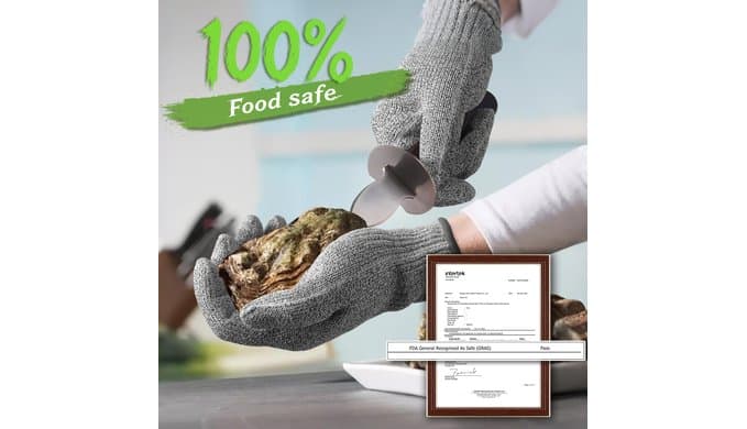 Schwer SlicePro ANSI Cut Resistant Gloves, Food Grade Cutting Glove for Kitchen Food Prep, Mandoline Gloves for Meat Cutting, Oyster Shucking, Fish Fillet Processing, PR1501-G, L thumbnail 5