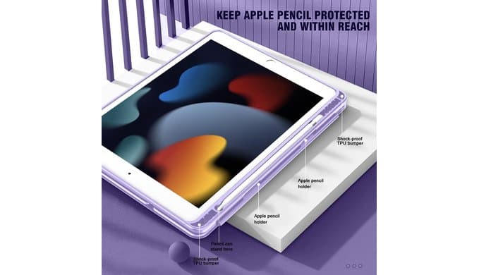 ToaPoia Case for iPad 9th Generation 2021/iPad 8th Generation 2020 10.2 Inch with Pencil Holder, iPad 7th Gen 2019 with Clear Transparent Back, Auto Wake/Sleep Cover (Clove Purple) thumbnail 5