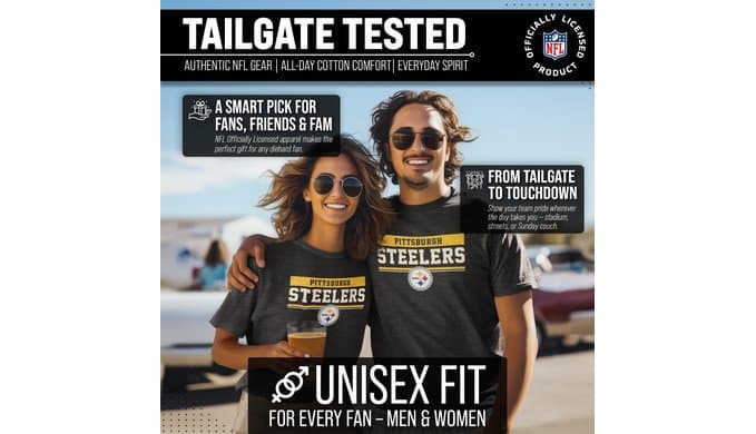 NFL Charcoal T-Shirt for Men and Women - Cotton Blend Tagless Tee thumbnail 5