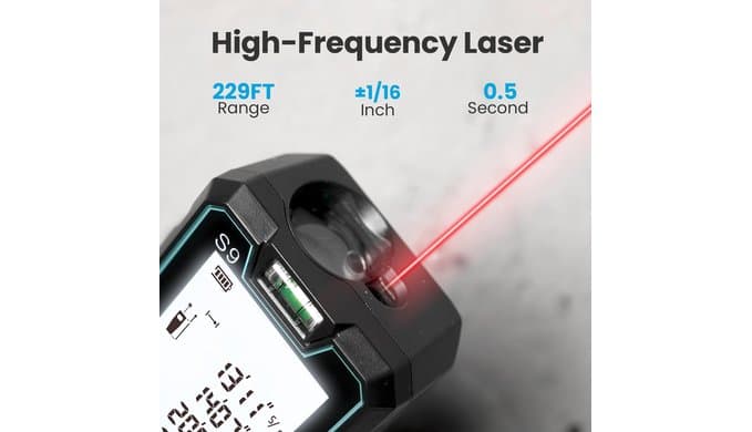 S9 229ft/70m Laser Measuring Tool, LCD Backlit Display thumbnail 2