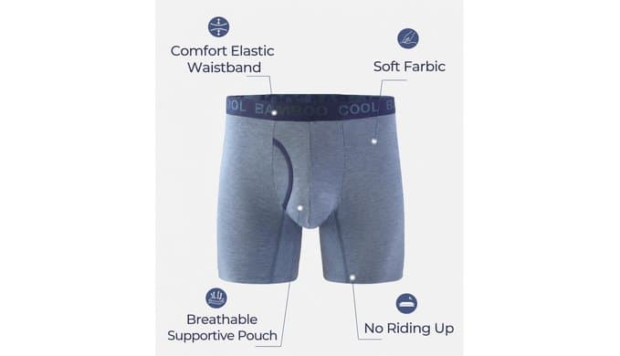BAMBOO COOL Men's Underwear Boxer Briefs Multipack with Fly, No Ride Up thumbnail 4