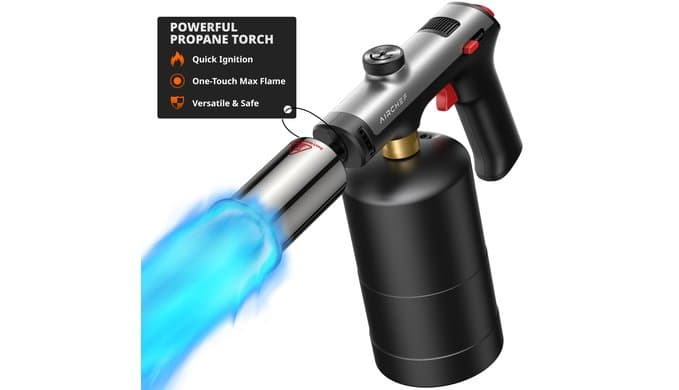 Propane Torch Gun, One-Touch Max Fire, Safety Lock, Titanium Gray thumbnail 3