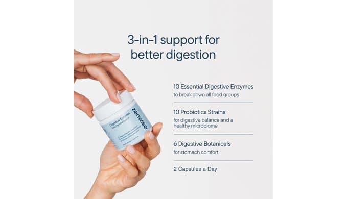 Zenwise Health Digestive Enzymes, Probiotics, for Gut Health Bloat - 180 CT thumbnail 5