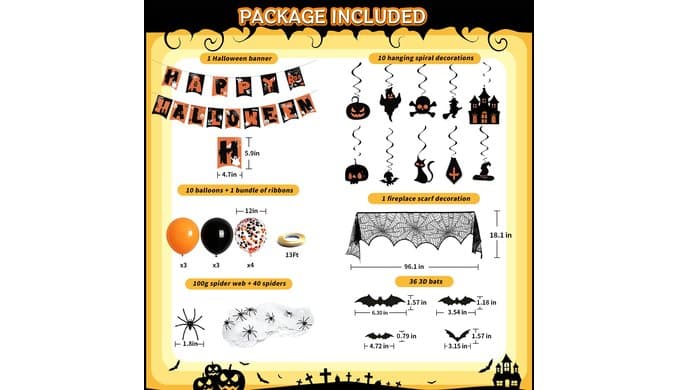 99Pcs Halloween Decorations Indoor Set, Fireplace Scarf for Party Decor thumbnail 3
