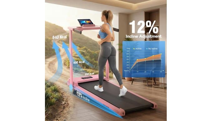 FUNMILY 3.5HP Walking Pad with Incline - Treadmill with Desk & Handle Bar thumbnail 4