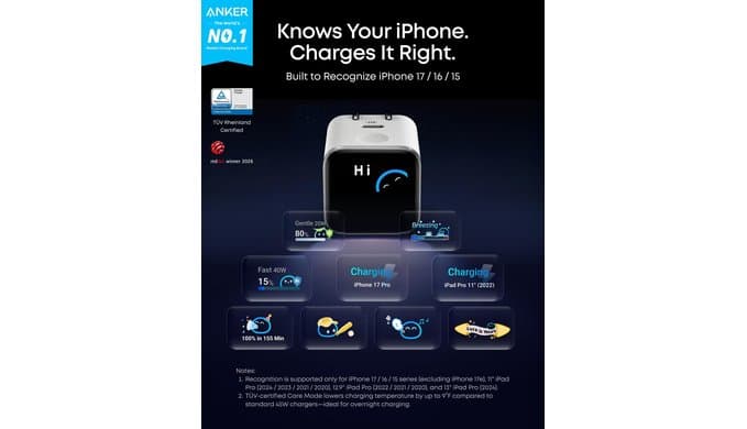 Anker Nano Smart Display Charger, 45W Max Fast Charger USB C for iPhone 17 thumbnail 2