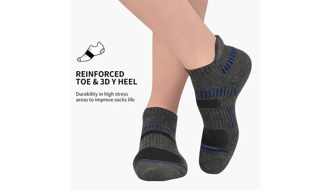 COOPLUS Mens Ankle Socks Athletic Cushioned Breathable Low Cut Tab With Arch Support - 6 Pairs thumbnail 5