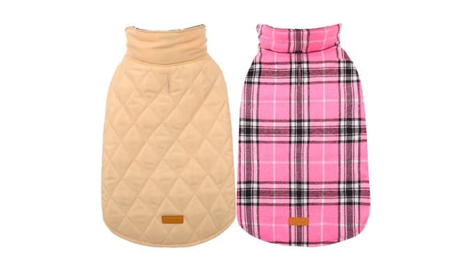 Kuoser Waterproof Dog Coat, Warm Reversible Dog Jacket with Leash Hole thumbnail 1