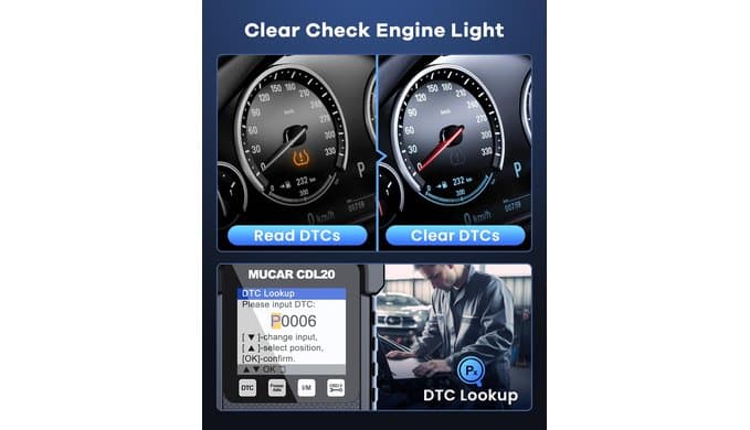 MUCAR CDL20 Universal OBD2 Scanner, Check Engine Car Code Reader with Full OBD2 Functions, Vehicle Info/MIL/EVAP/Freeze Frame/DTC Library, Diagnostic Scan Tool for All OBD II & EOBD Cars After 1996 thumbnail 3