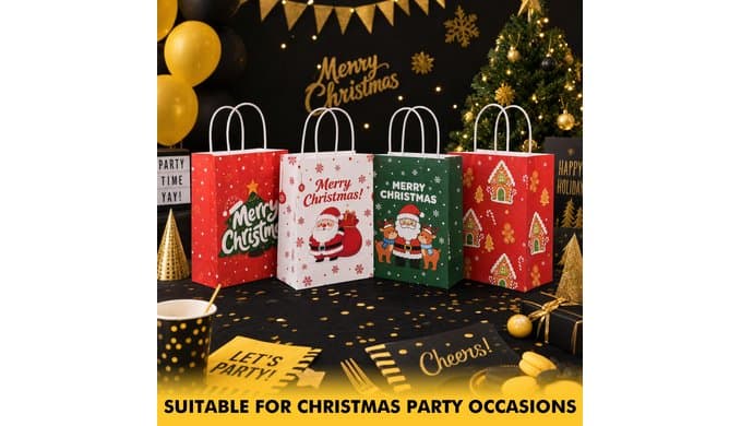 RACETOP Christmas Gift Bags with Handles – 24 Pcs Santa Bags thumbnail 5