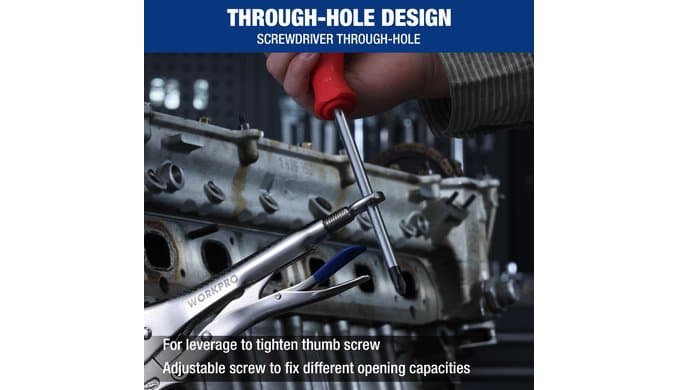 WORKPRO 6.5" Long Nose Locking Pliers, CR-MO Steel Construction with Perforated Screw, Multipurpose Clamping Tool for Automotive, Welding, and Home DIY thumbnail 5