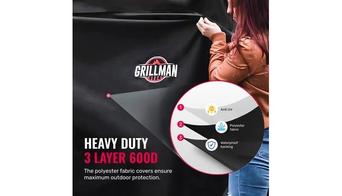 Waterproof BBQ Grill Cover for Outdoor Grills, 52 Inch, Black thumbnail 4