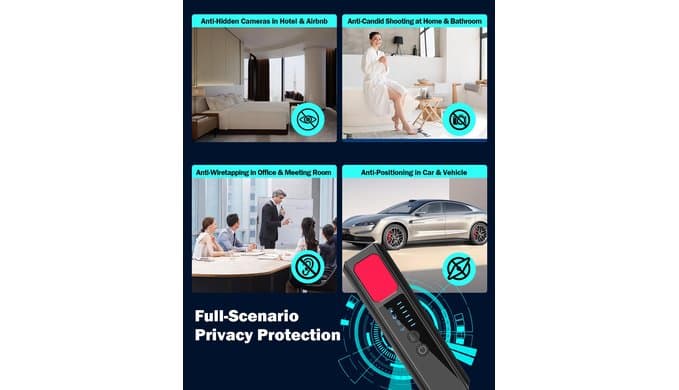 Hidden Camera Detectors, 7-in-1 Anti Spy Camera Finder, Bug Detector for RF Signal, WiFi Scanner, GPS Tracker, Listening Device, Portable Privacy Protection for Hotel Office Car Travel thumbnail 4