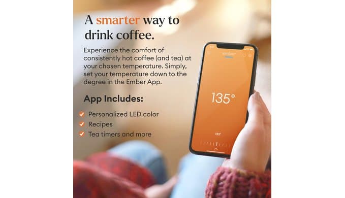 Ember Temperature Control Smart Mug 2, 10 Oz, App-Controlled Heated Coffee Mug with 80 Min Battery Life and Improved Design, White thumbnail 3