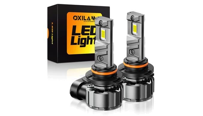 OXILAM 9005/HB3 LED Light Bulb, 12X Brighter 6500K Cool White, Anti-Flicker, 60,000Hrs Lifespan, Plug and Play, IP68, 9005 LED Light Compatible with Cars Trucks SUVs, Pack of 2 thumbnail 1