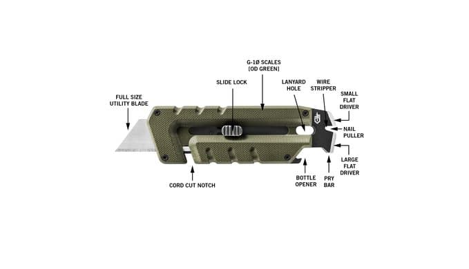 Gerber Prybrid EDC Pocket Knife Multitool 8-in-1 Box Cutter, Green G10 thumbnail 3