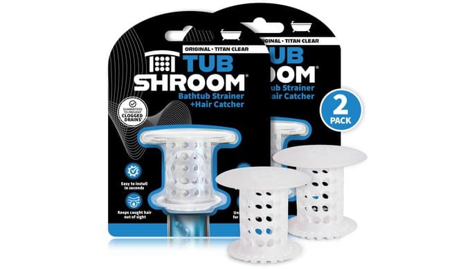 TubShroom Bathtub Drain Hair Catcher – In-Drain Tub Strainer & Clog Prevention Protector, Fits Standard 1.4”–1.75” Tub Drains, Easy Clean, Captures Human & Pet Hair out of Sight (Clear) thumbnail 1