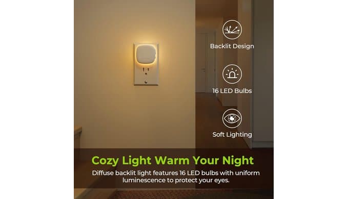 AUVON Plug-in LED Backlit Night Light 4 Packs, Motion & Dusk to Dawn Sensor thumbnail 2