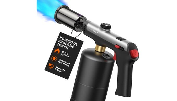 Propane Torch Gun, One-Touch Max Fire, Safety Lock, Titanium Gray thumbnail 2