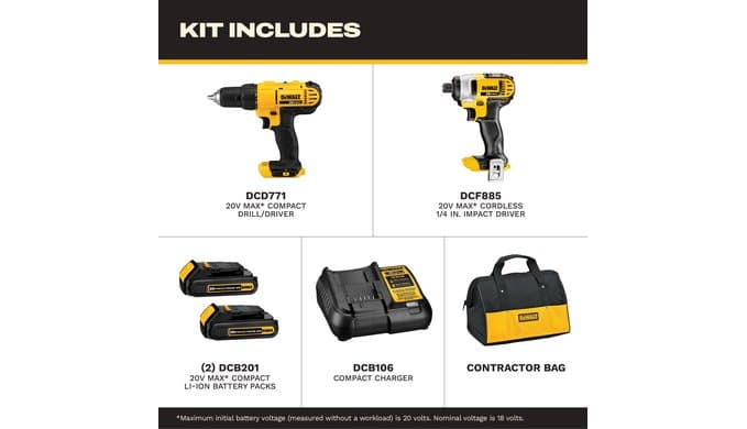 DEWALT 20V MAX Drill and Impact Driver (DCK240C2) thumbnail 2
