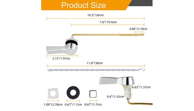 Hibbent Universal Metal Front Mount Toilet Handle Replacement Kit, Chrome thumbnail 3