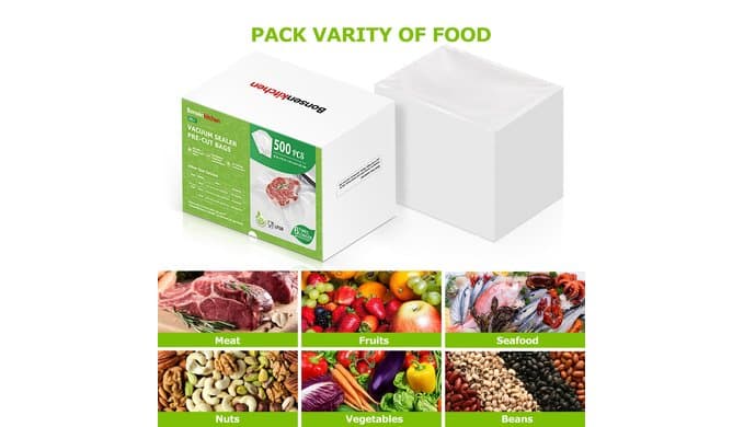 Bonsenkitchen Precut Vacuum Sealer Bags, 500 Pint 6" x 9" Food Sealer Bags thumbnail 4