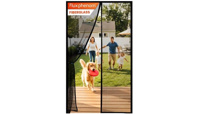 Flux Phenom Heavy Duty Fiberglass Magnetic Screen Door 38 x 82 Inch - Bugs Out, Breeze in - 9min Install Auto-Sealing Double Stitched Mesh, 52 Magnets, Hands Free for Patio Doors, Pet & Kid Friendly thumbnail 1