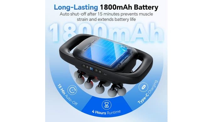 Beown 20 Head Massage Gun Deep Tissue, Back Muscle Massager with 3 Modes & 30 Intensity Levels for Legs, Waist, Back, Neck, Portable Percussion Massage Gun for Pain Relief thumbnail 5