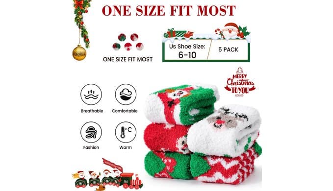 Fuzzy Socks for Women, Winter Slipper Socks for Women 5 Pairs thumbnail 5