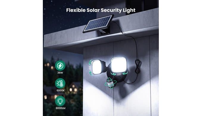 36W Solar Light Motion Sensor Outdoor, LED Security Lights for Yard thumbnail 2