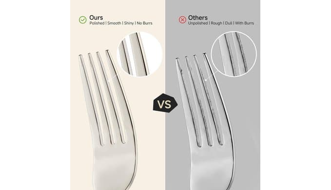Silverware Set for 8, 40 Piece Heavy Duty 18/10 Stainless Steel Flatware Set, Mirror Polished Cutlery Utensils with Knives Forks & Spoons, Dishwasher Safe - HIKAA thumbnail 4