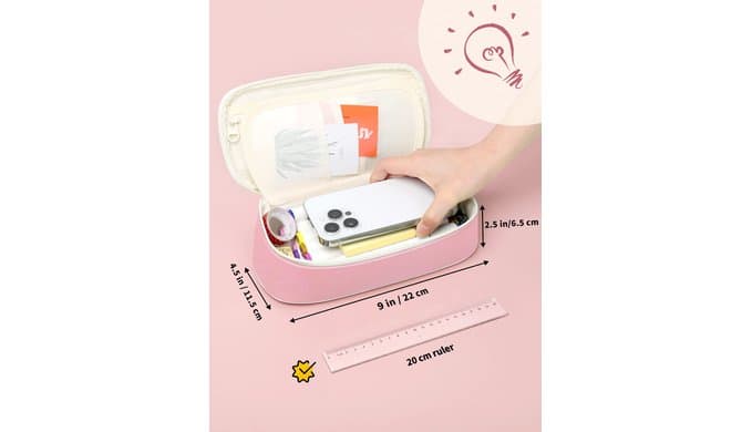 SUNEE Cute Pencil Case, Aesthetic Pen Pouch, Colored Large Pencil Bag with Zipper, Kawaii Stationery Storage and Organizer, School Supplies for Teen and Adult Girls, Pink thumbnail 3