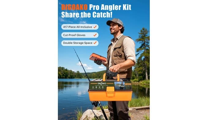 Large 3-Layer Tackle Box with Tackle Included, 417Pcs Fishing Lures Kit thumbnail 2