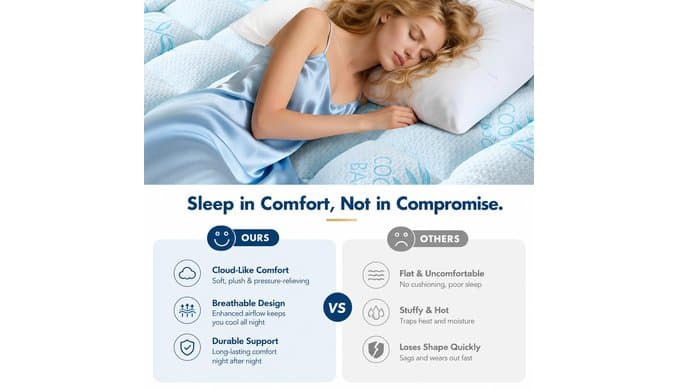 Queen Size Mattress Topper, Extra Thick Pillow Top Mattress Pad thumbnail 4